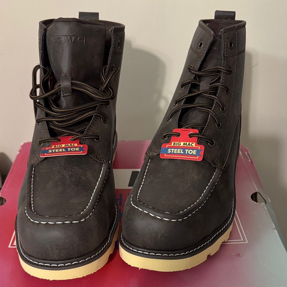 Big Mac Steel Toe Men's Boots - Dark Brown